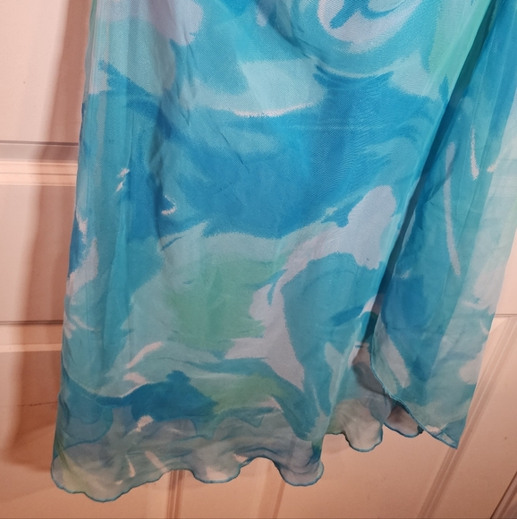 Studio 1940 Blue Green Layered Sleevless Knee Length Dress Size 12 - Picture 3 of 6